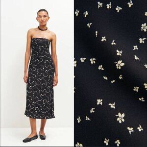 NEW Reformation Joana Dress size L Breezy Black Floral Midi NWT